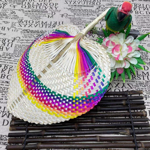 Handmade unique peach-shaped bamboo woven fan, summer cooling, literary and artistic, breezy, creative hand-held fan