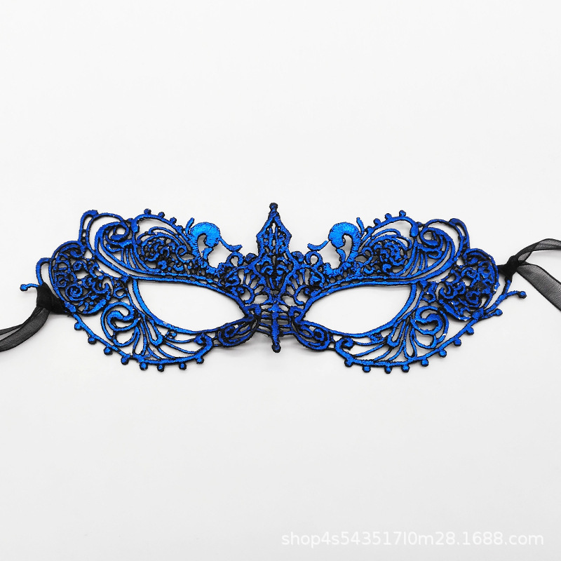 Máscaras de perforación de encaje de oro y plata transfronterizas, máscaras de fiesta de baile de maquillaje de damas con cara gruesa