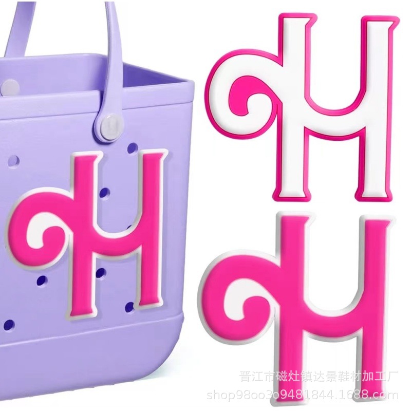 Botones de zapatos rosados con letras grandes, botones de botones, botones de botones