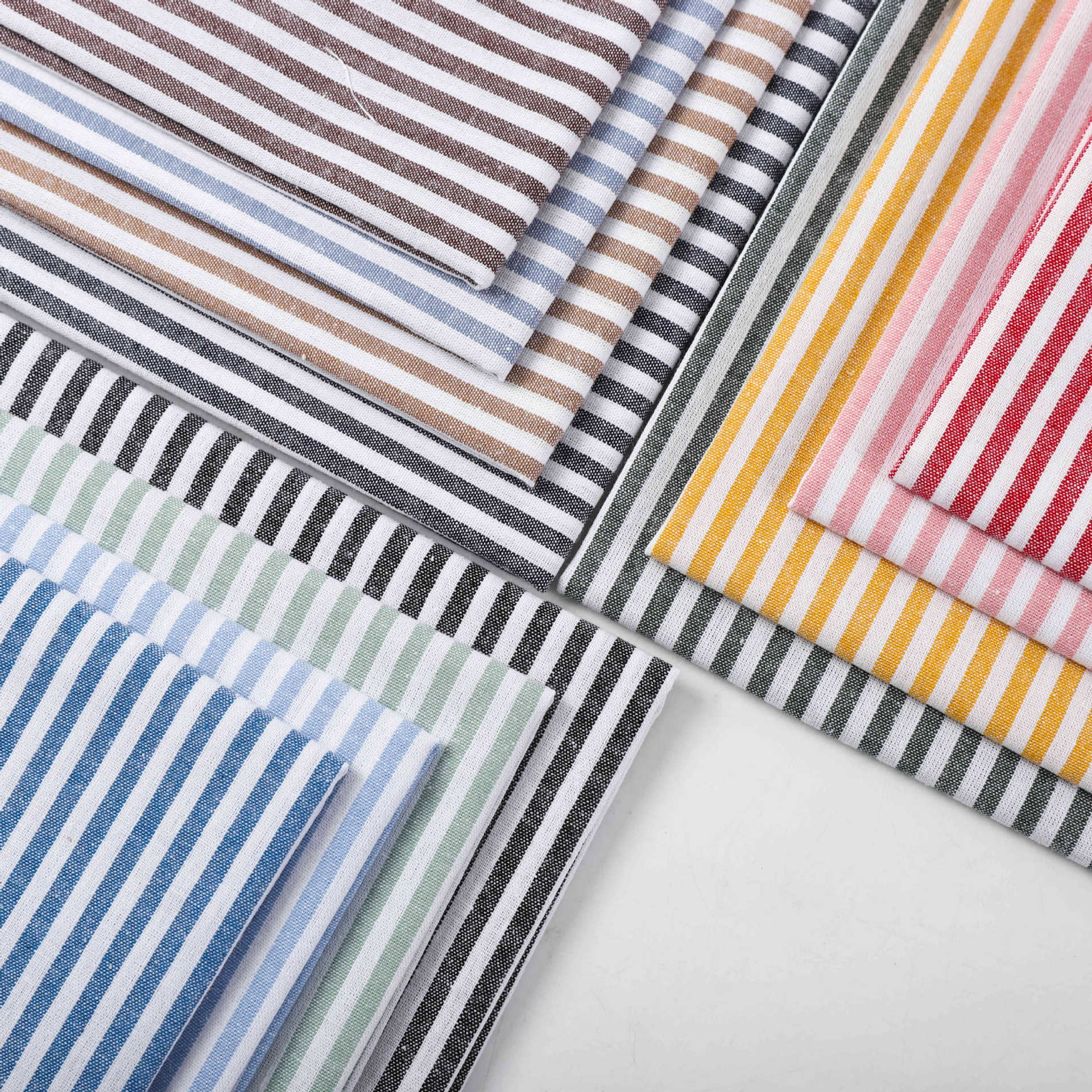 现货40支高密衬衫面料全棉色织大小条子布料童装女装校服里料条纹