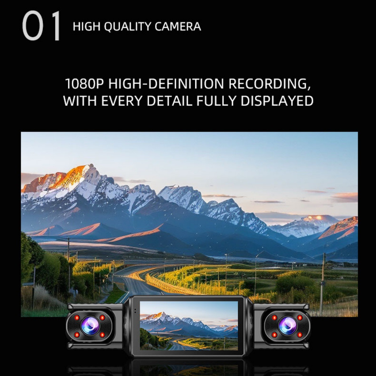 New 2K/4K Dash Cam, No Installation Required, Dual Front and Rear Cameras, Loop Recording, Reversing Camera, Night Vision
