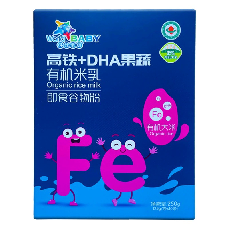 Детская рисовая каша, рисовая мука, органическое рисовое молоко с высоким содержанием железа, высоким содержанием цинка, высоким содержанием кальция, DHA, кальций, железо, цинк, органический рис, питательная каша в коробке
