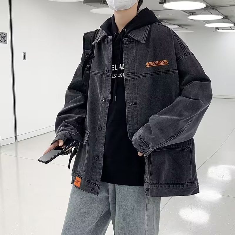 Plus-Size Men's Denim Jacket, Oversized Men's Jacket, Loose Trendy Plus-Size Men's Clothing for Students Plus-Size Men's Denim Jacket, Oversized Men's Jacket, Loose Trendy Plus-Size Men's Clothing for Students