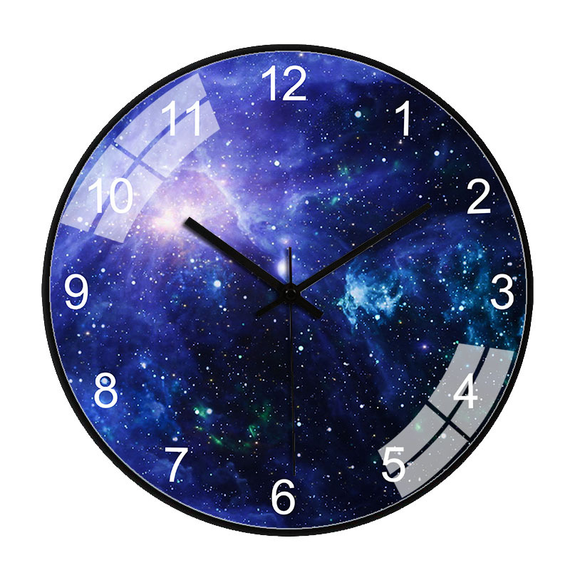 Reloj nórdico de Internet para sala/dormitorio [20cm/8 pulgadas], reloj silencioso de estrellas/espacio/Galaxia, reloj de pared para hogar