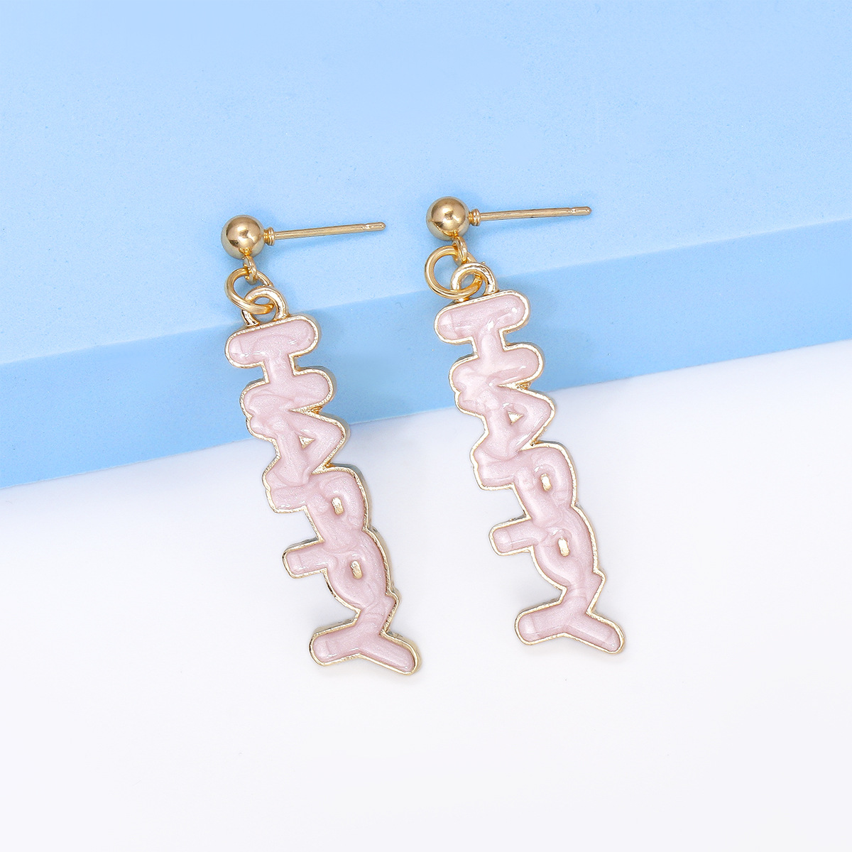 1 Pair Cute Sweet Letter Enamel Alloy Drop Earrings display picture 9