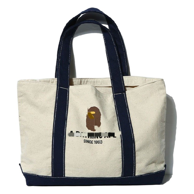 Daily miscellaneous gifts ape head horizontal square canvas tote bag fashion brand stitching shopping handbag in stock supply
