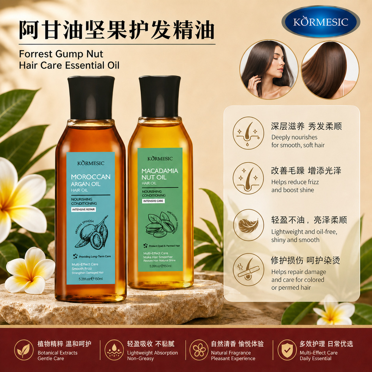 Selección estricta del comercio exterior KORMESIC Agan Oil Hair Oil Hair Smooth Hair Care Fabricante fuente transfronteriza