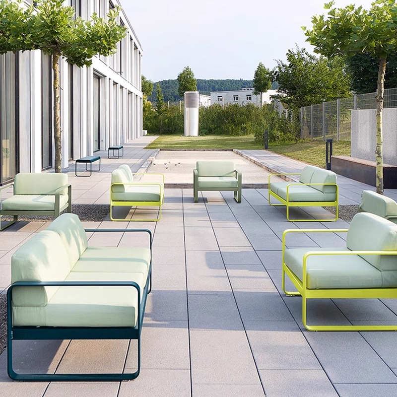 Sofá de aleación de aluminio patio al aire libre jardín villa a prueba de lluvia protección solar combinación de ocio mesa de té muebles a prueba de agua