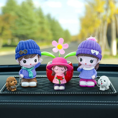 Car ornaments Creative Cute Male and Female - mom-and-dad-flower-sunflower-big-diamond-cushion-five-piece-set