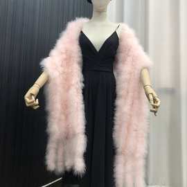 外贸跨境加大披肩双面毛火鸡毛流苏围巾加长斗篷女士宴会礼服外搭
