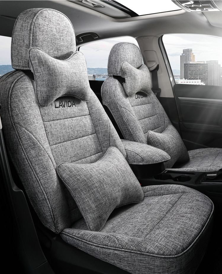 Langyi Four Seasons Linen Special Car Seat Cushion for Five-Seater Sedan, Full Surround, Simple and Comfortable Seat Cover