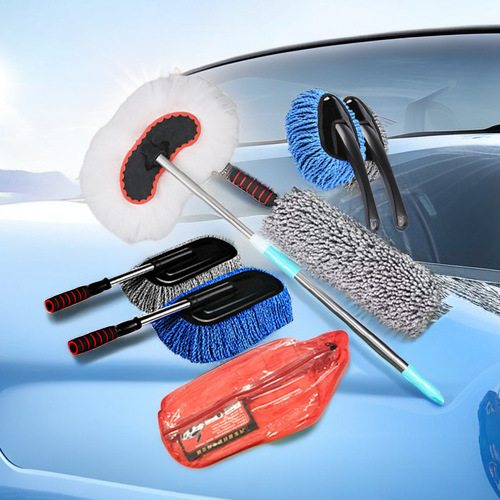 Car wash brush, car wash mitt, wax brush, extendable water pipe, long handle dusting whisk car wash brush