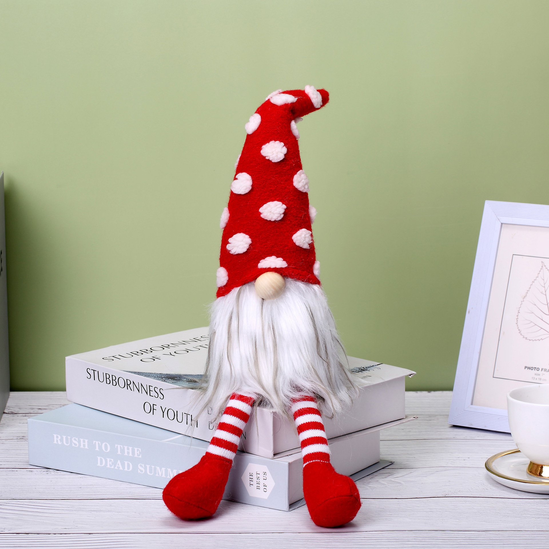 Transfronterizo nuevo Rudolf Nórdico muñeca sin rostro decoración de Navidad lunares pierna larga muñeca decoración regalo de los niños