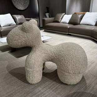Wool Curly Pony Chair Children's Sofa Creative Internet Celebrity Seat Animal Lazy Sofa Chair Living Room Cartoon Stool