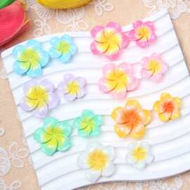新款树脂多彩鸡蛋花DIY奶油胶配件洞洞鞋扣发夹耳钉手机壳配件