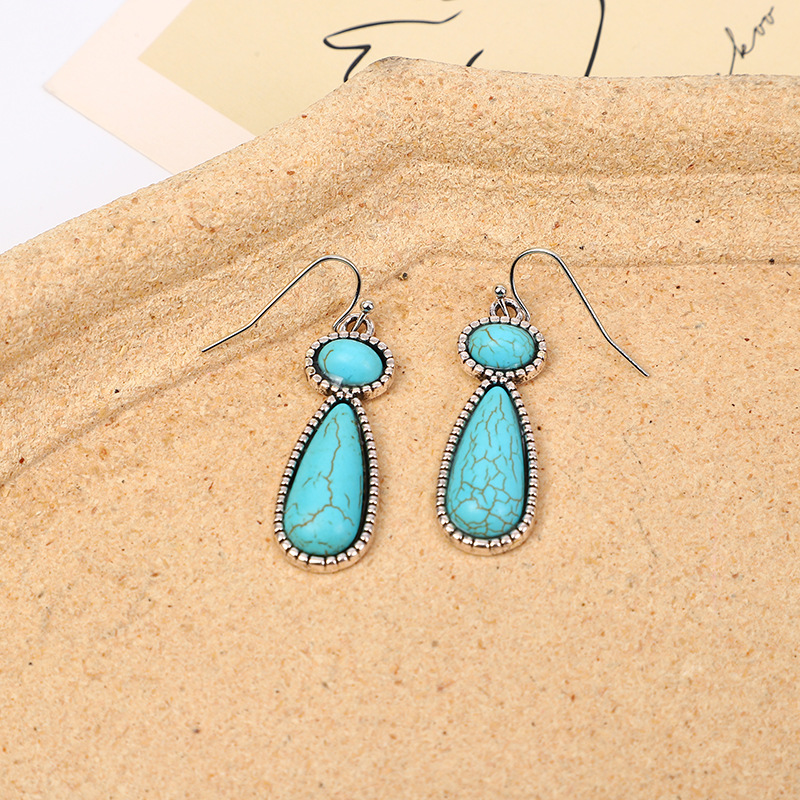 Statement Ohrringe Mit Türkis In Antik-silber Für Damen_voghion.com
