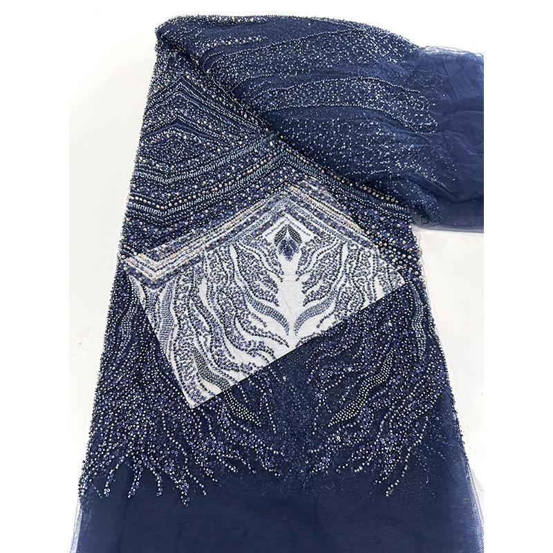 Tubo de perlas, tela de bordado, sequin de moda, vestido de boda bordado de alta calidad, vestido de princesa, vestido de moda, tela