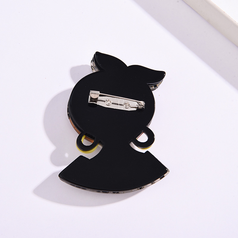 Brooch Cute Fashion Wearing Headscarf Girl Acetate Acrylic Plate Pin Fashion New Corsage Women's Accessories display picture 2