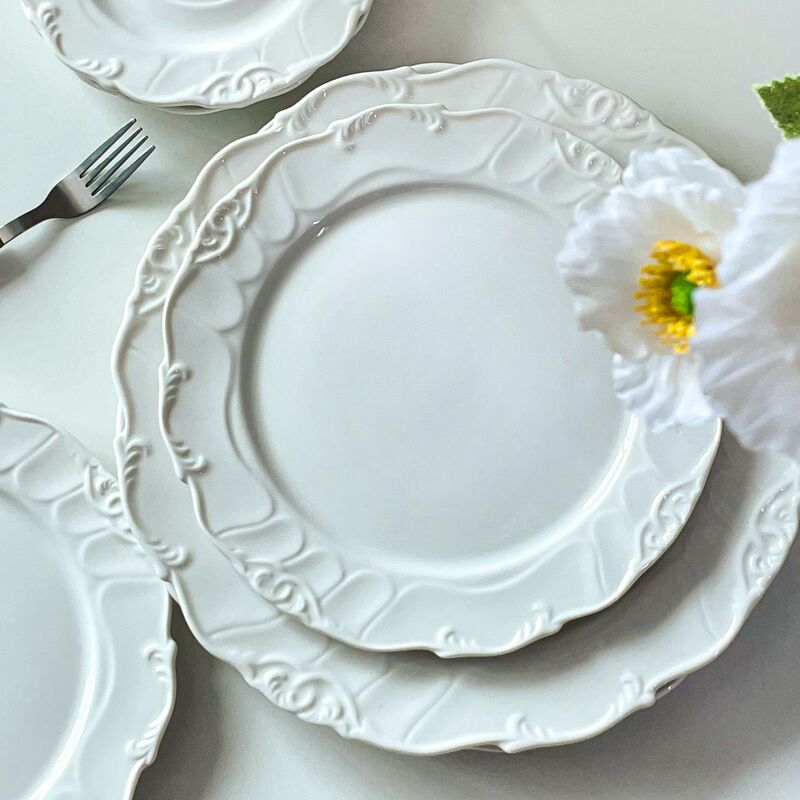 High-End French Retro Dinner Plate Ceramic Plate Ins Style Western Dinner Plate Dessert Plate Dish Plate Home Breakfast Plate