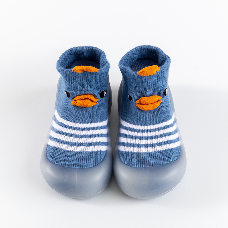 Zapatos para caminar para bebés Little Yellow Duck para niñas, estilo primavera y otoño, zapatos de suela blanda para niños, calcetines antideslizantes para el suelo, zapatos tipo calcetín, antideslizantes y resistentes al desgaste.