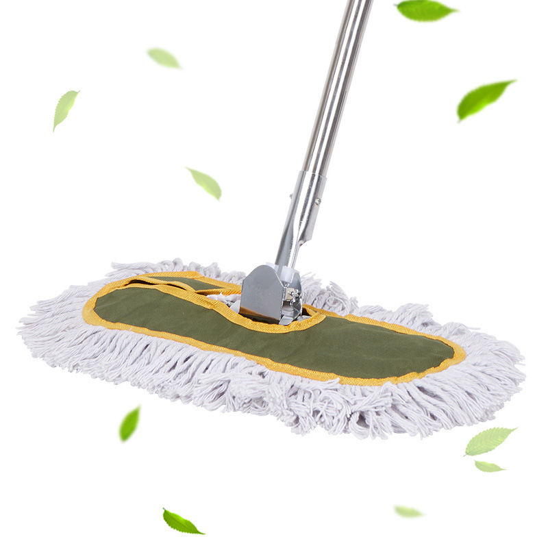 Stainless steel rod cotton yarn mop long handle flat dust mop lengthened row mop mop floor mop school property hospital cleaning