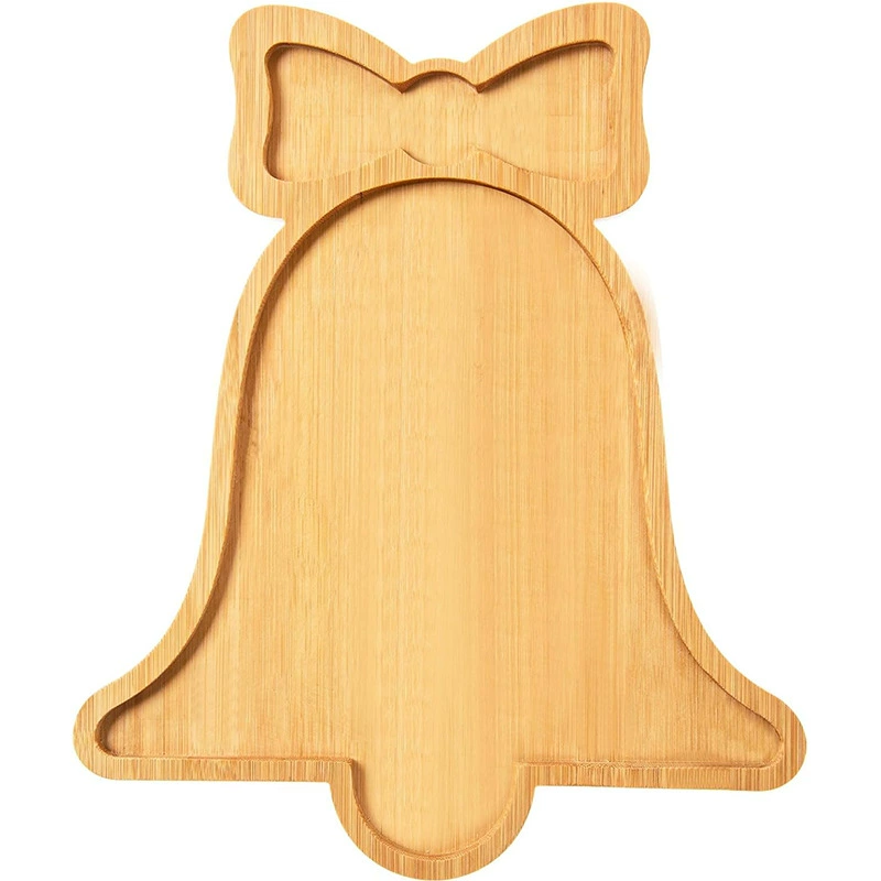 Деревянная рождественская тарелка-колокольчик, поднос для закусок и сыров, сервировочный поднос для салатов и конфет на вечеринку