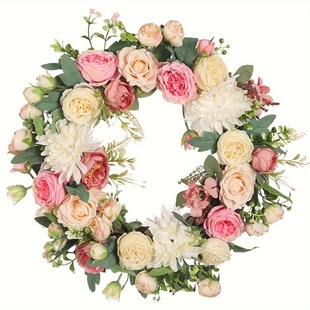 Cross-Border Amazon Wholesale Specializes in Front Door Spring Garlands 16inch Simulated Rose Peony Garlands for Home Decoration