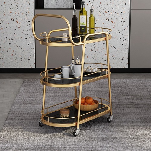 Scandinavian Commercial and Home Restaurant Mobile Cart, High-End Bar Cart for Hotels and Clubs, Three-Layer Food Delivery Cart
