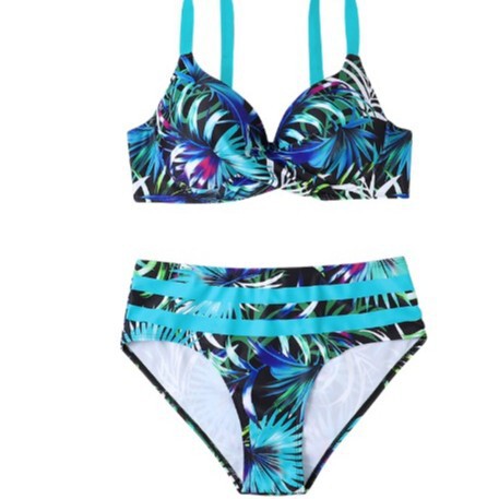 2024 New European and American Cross-Border Small Bust Push-Up Floral Women's Swimsuit Amazon Aliexpress Foreign Trade Bikini Swimwear
