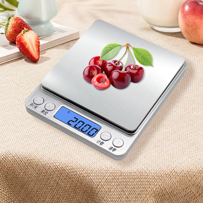 Stainless Steel Gram Digital Scale Kitchen Special Food Accurate Weighing 0.1 Gram Scale Household Rechargeable 3kg Food Scale