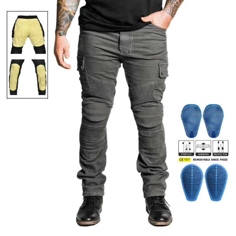 VOLERO jeans de motocicleta pantalones retro anti-caída de motocicleta pantalones Kevlar pantalones de ciclismo anti-desgarro equipo de protección de silicona