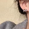 Small design fashionable metal earrings, simple and elegant design, trend of season, double wear, wholesale