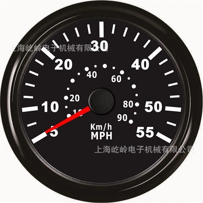 85mm Pointer-Type Barometric: automobile instrument - black-frame-black-bottom-0-55mph
