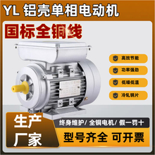 YL单相铝壳电动机家用电220V马达180/250/370/750W卧式全铜芯电机