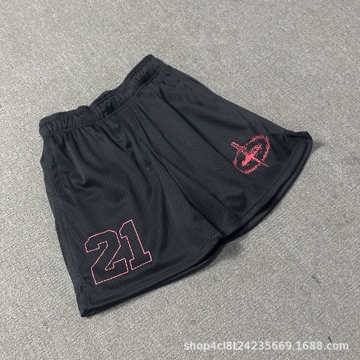 Corteiz Alcatraz Basketball Shorts Mesh Black