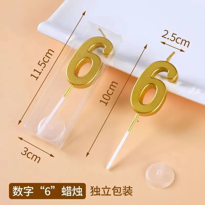 Ins en línea vela de cumpleaños digital vela de oro envasado independiente decoración de pastel vela fábrica directa