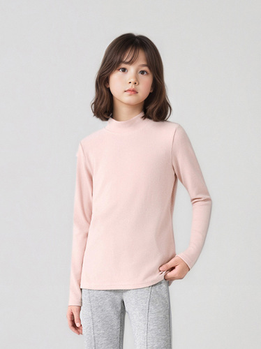 Autumn/Winter New Boys' Warm Long-Sleeve Cotton Plain Color Sports Top for Middle-Size Children, also suitable for Girls as Underwear T-Shirt