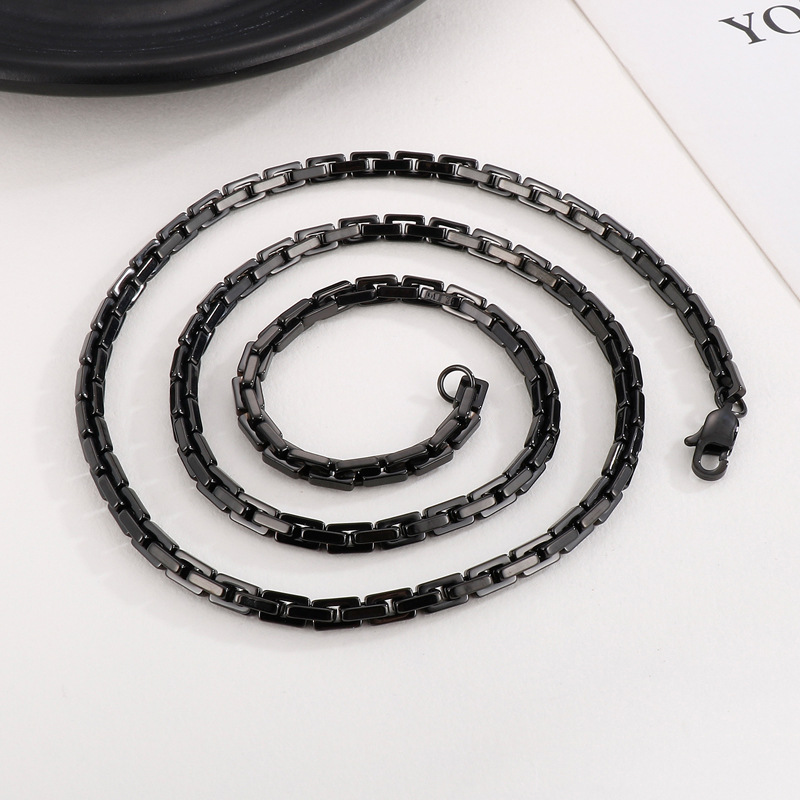 PVD Coated Gold Plating Process Titanium Steel Hip-Hop Geometric Plating Bracelets Necklace