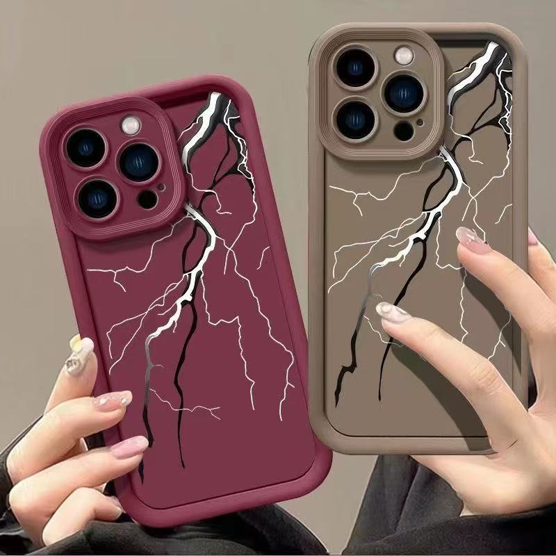 Creativo relámpago en blanco y negro para iphone16pro funda para teléfono móvil Apple 15/14/13promax nuevo 12x11