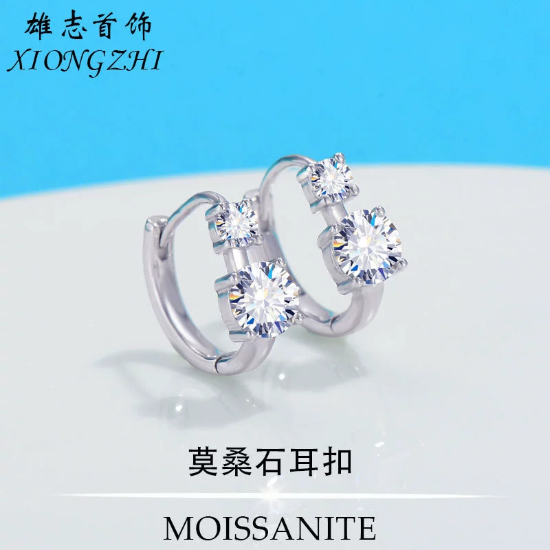 Классические серьги-гвоздики из муассанита с четырьмя когтями из стерлингового серебра 925 пробы с покрытием PT950 с платиной в Корейском стиле, простые Имитационные бриллиантовые серьги-гвоздики