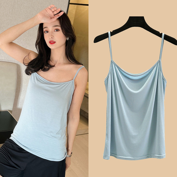 Summer sexy base short tank top with a round collar sleevless