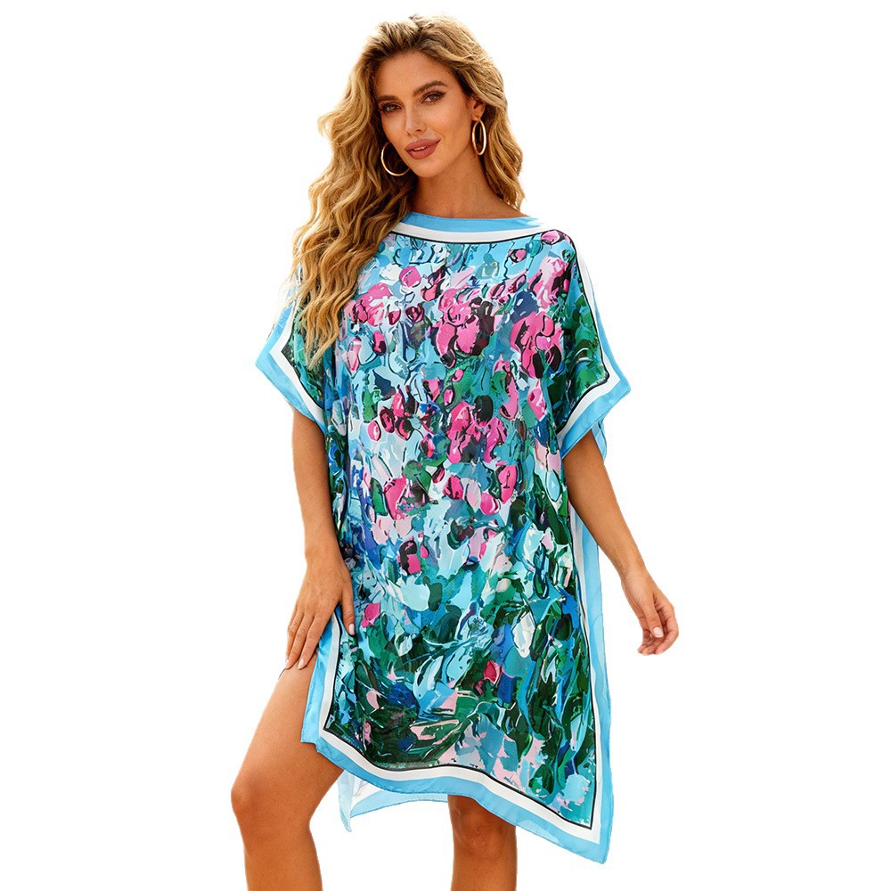 Ventas transfronterizas calientes de moda europea y americana vestido de playa bikini camiseta elegante falda protectora solar chal