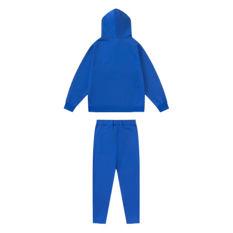 Trapstar azul Tigre cabeza toalla bordado traje forro polar suéter con capucha ceñida deportes casual pantalones largos