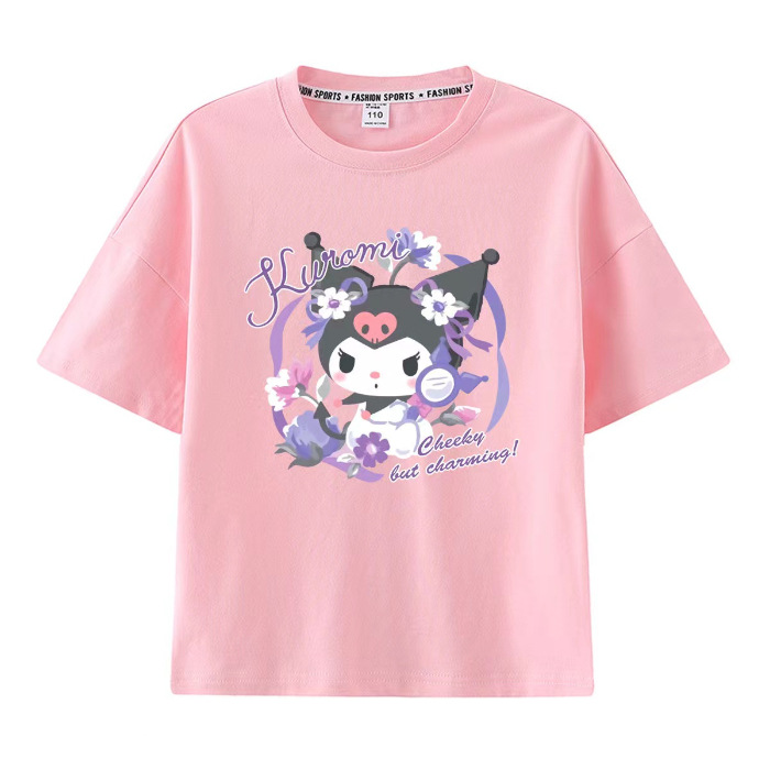 Kulomi Mereti Camiseta de manga corta para niñas 2025 Verano Yugui Dog Co-marca dulce ropa casual de algodón para niños