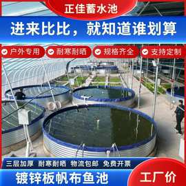 定制镀锌板帆布鱼池圆形养鱼池大型户外养殖池高密度蓄水池加厚型