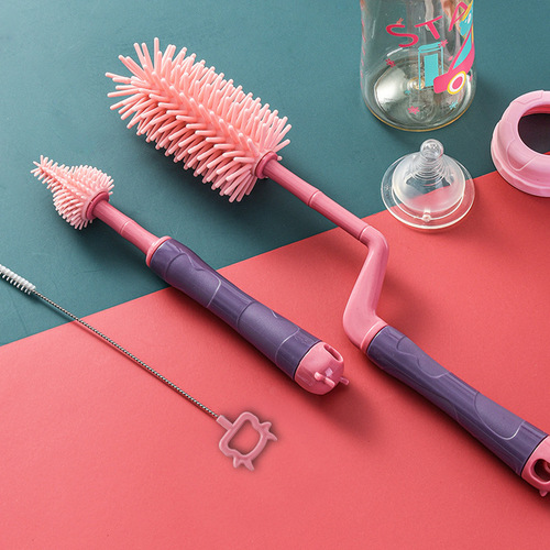 3-piece set/baby rotating soft cleaning brush/baby pacifier brush + bottle brush + straw brush/three-piece set