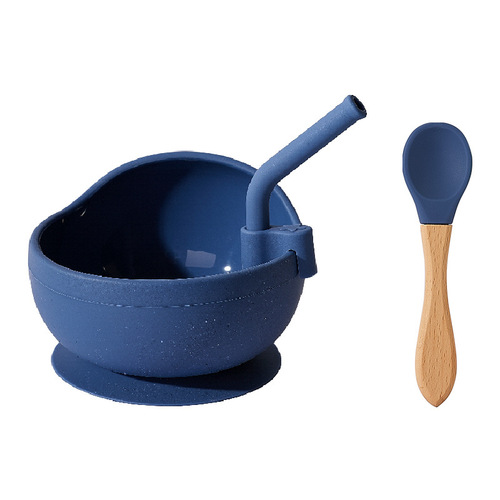 Children's Silicone Bowl One-Piece Infant Food Spatula Cup Nipple Set Baby Practice Eating Utensils