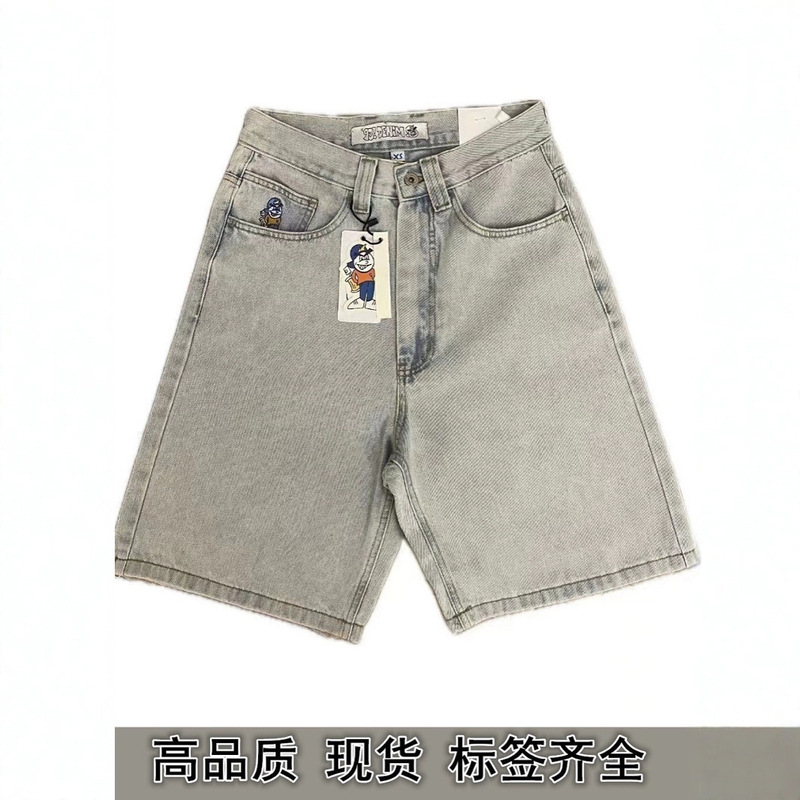 American Street Y2K Hip-Hop Cartoon Polar Big Boy 93 Embroidered Loose Skateboard Jeans Five-Quarter Pants Shorts American Street Y2K Hip-Hop Cartoon Polar Big Boy 93 Embroidered Loose Skateboard Jeans Five-Quarter Pants Shorts