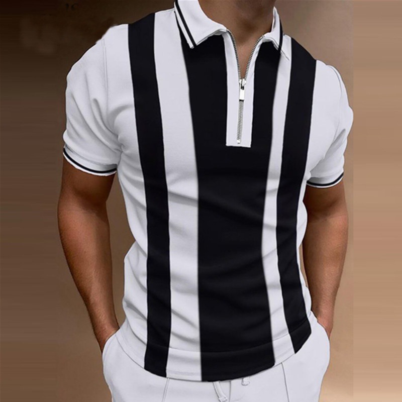 Camiseta Polo de Manga Corta con Cierre y Estampado 3D Informal para Hombre, Nueva Colección de Primavera para Exportación