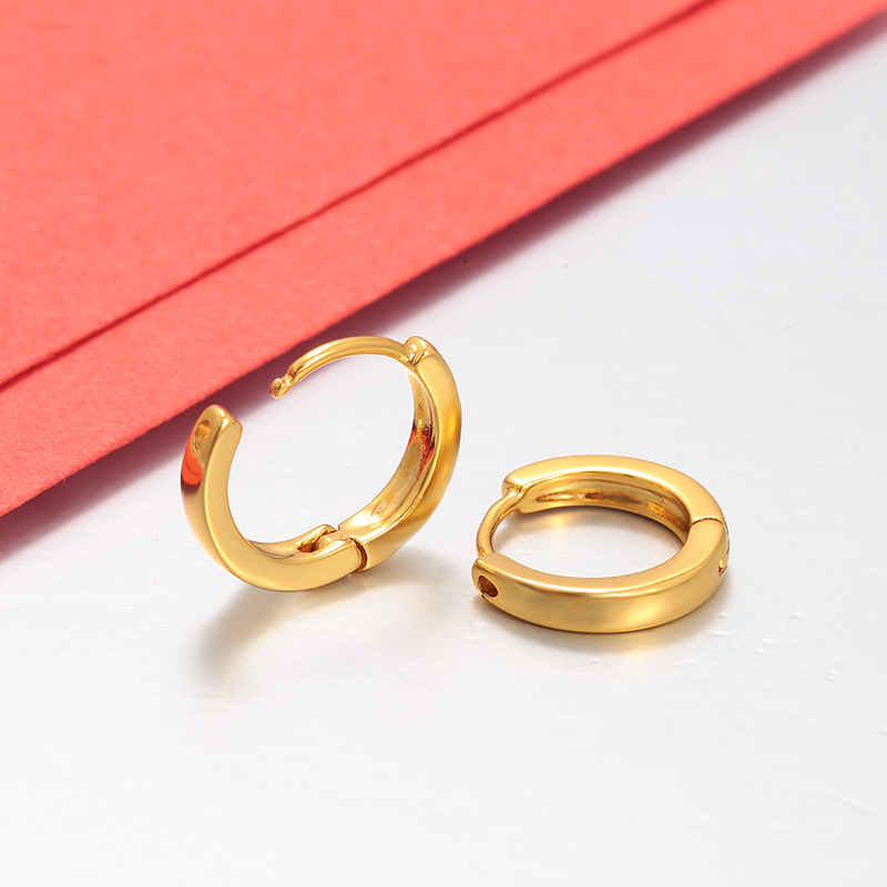 Aretes de Aro Geométricos Lisos de Aleación de Cobre para Mujer